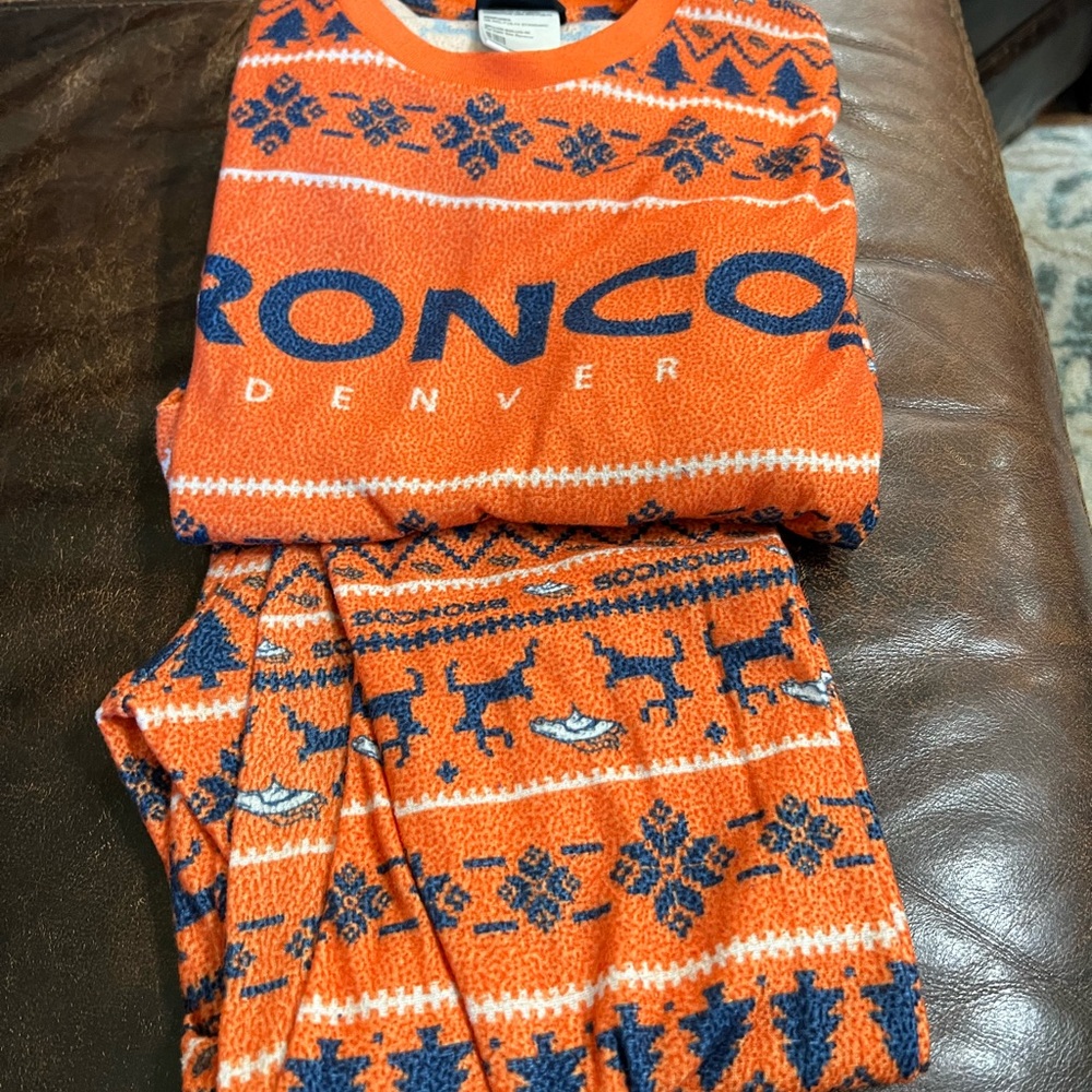 Denver Broncos Ugly Sweater 2 Piece Pajama Set